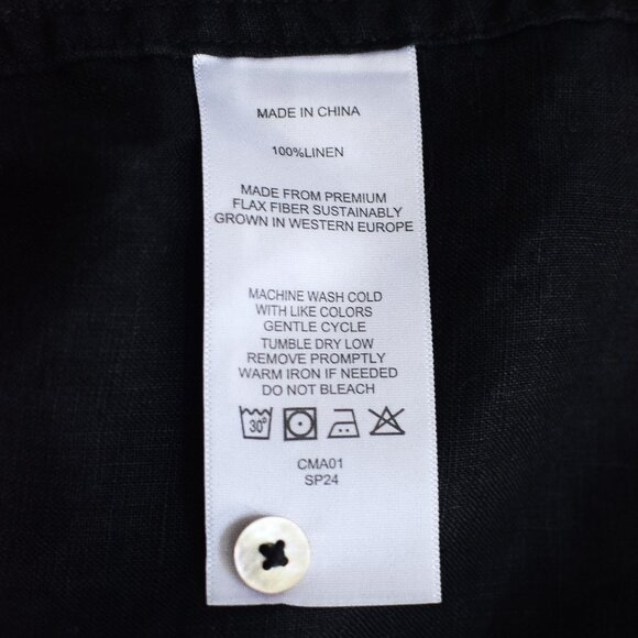 Quince 100% European Linen Short Sleeve Swing Dress A-Line Black Size S - Picture 7 of 7